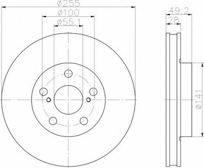 HELLA PAGID 8dd355104901 -  Тормозной диск